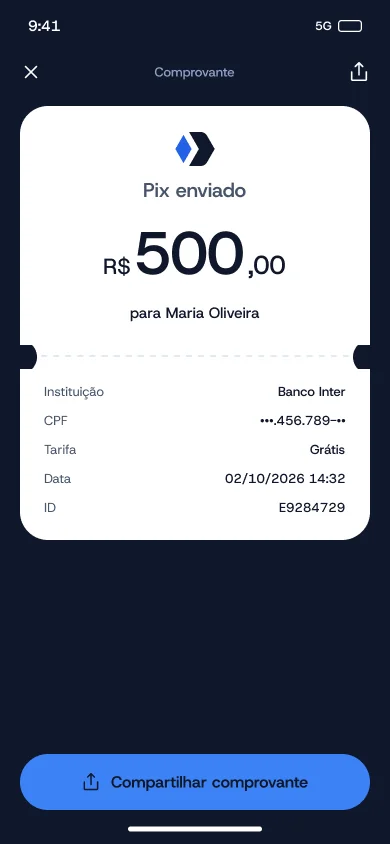 Comprovante do Pix enviado